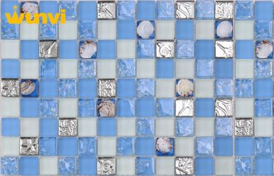 China Teja de mosaico de cristal agrietada azul de la concha marina del hogar con el grueso de 8m m en venta