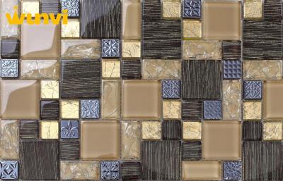 China Hotel Wall Decor Alkali - Proof Glass Mosaic Kitchen Tiles With Electroplating for sale