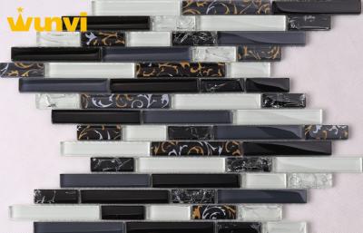 China Heat Insulation White and Black Strip Mosaic Tile , Mosaic Kitchen Wall Tiles for sale