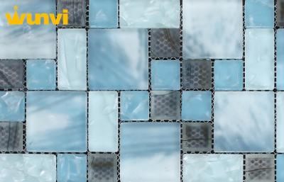 China Walling Decorative Light Blue Mosaic Bathroom Tiles With Art Design for sale