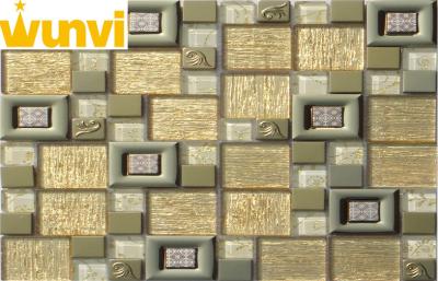 China Luxury Golden Glass Stainless Steel Mosaic Tile For Backsplash Wall for sale