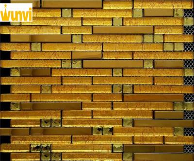 China Interior Wall Decorative Strip Gold Mosaic Tiles , Gold Mirror Mosaic Tiles for sale