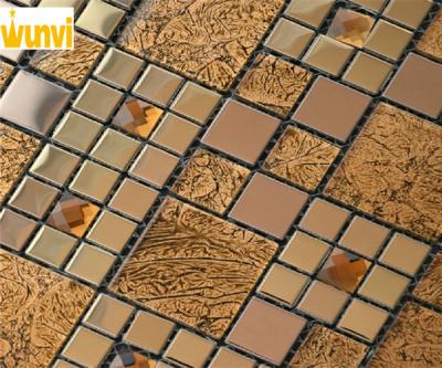 China Proffesional Non - Toxic Square Iregular Gold Glass Mosaic Tiles With CE for sale