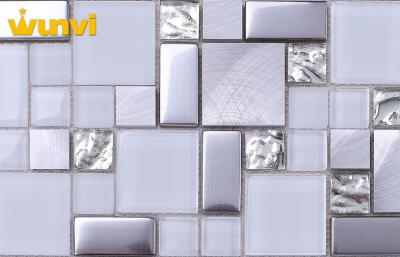 China Tejas de mosaico de cristal metálicas grises de la cocina del brillo, tejas de cristal de la cocina para Backsplash en venta