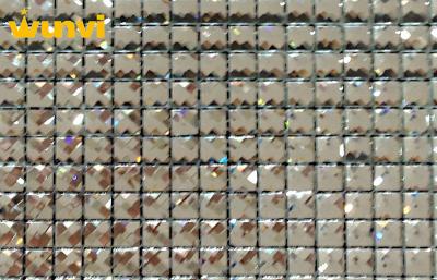 China 10 × 10mm Mesh Mounted Diamand Silver Mirror Mosaic Tiles For Luxury Decoration for sale