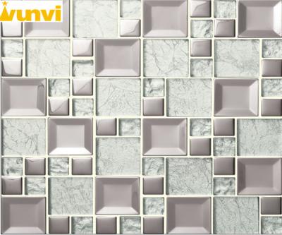 China 5 Facets No Radiation Silver Mirror Mosaic Wall Tiles With Glass Chip for sale