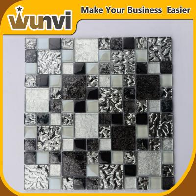 China Projeto de vidro do ofício das telhas de mosaico preto e branco para a decoração da cozinha à venda