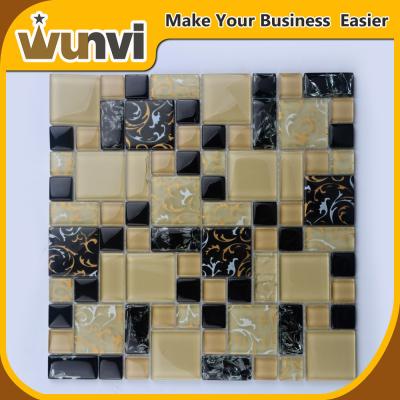 China Producto del arte de las tejas de mosaico negro y amarillo para la decoración de la pared de Pasillo en venta