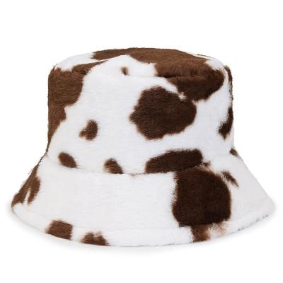 China Adults Kids Gift Cow Fisherman Hat Plush Vintage Fashion Basin Thick Warm Hat for sale