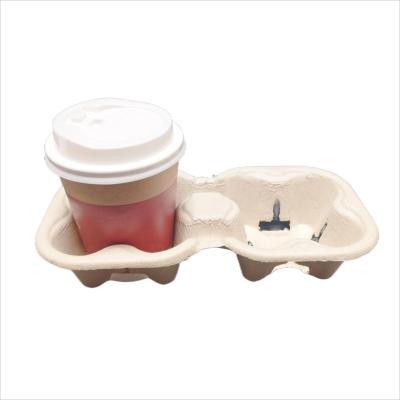 China Yisong Disposable Drink Paper Pulp Holder 2 Disposable Reusable Coffee Tea Hot Water Cup Holder for sale