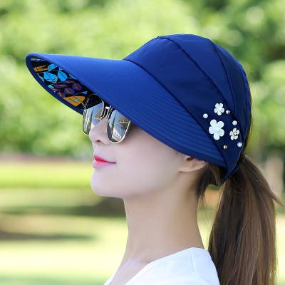 China Character hats and sun hats for women, sun visor, fishing hat, fisherman, beach, UV protection, black, casual, summer, ponytail, wide-bri for sale