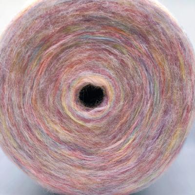 China 3.3s/1 air yarn fluffy ombre gradient fancy cake air soft wool-acrylic blended multicolor yarn on cone for DIY hand crochteing shawls for sale