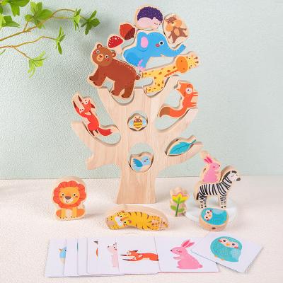 China No Children's Montessori wooden stacking blocks baby physical brain balance animal cognitive enlightenment educational toys for sale