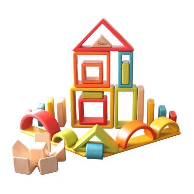 China No 2023New arrival Colorful beech wooden stacking blocks for children's early education interactive gift toys for sale