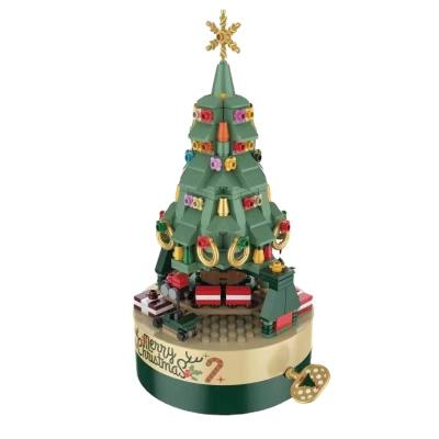 China No Children's handmade DIY Christmas tree bricks rotating music box compatible with Legos Christmas bricks gifting toys for sale