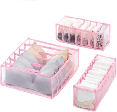 China 3pcs Viable Foldable Folding Washable Nylon Mesh Sock Lingerie Bra Storage Box for Storage Organizer for sale