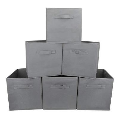 China Best Viable Sell 27*27*28cm Square Fabric Collapsible Foldable Clothes Gray Storage Cube Bin For Light House for sale