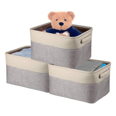 China Wholesale Quality Viable Storage Organsier Storage Cube Folding Toy Fabric Storage Box Home Basket With Carry Handles for sale