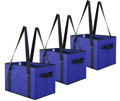 China Wholesale Supermarket Sturdy Portable Woven Fabric Large Capacity Grocery Trolley Folding Non Folding Bag for sale