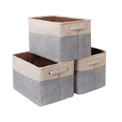 China 2021 Good Quality Durable Heavy Duty Bedroom Closet Organizer Foldable Fabric Cloth Home Storage Basket With Handle for sale