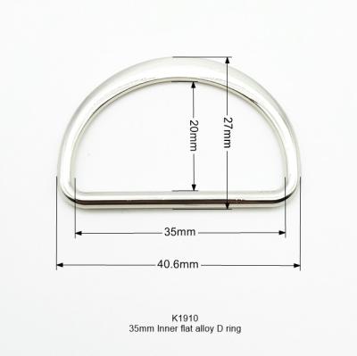 China Clothing 35mm Inner Flat D-ring Zinc Alloy Buckle, Flat Half Ring For Garment Belt Buckle Ring for sale