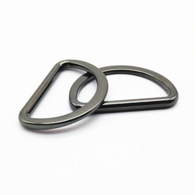 China 25mm inner size alloy zinc alloy flat D-ring in shiny gunmetal color for sale