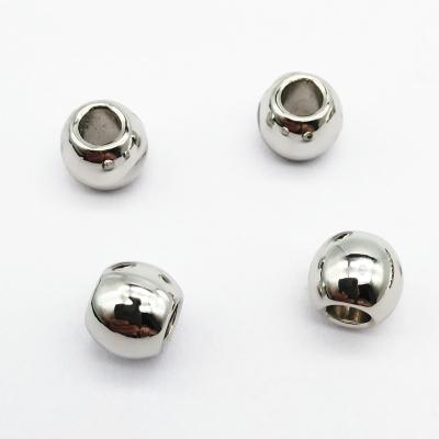 China #107 7.5mm width nickel free alloy bead in shiny silver color, alloy toggle, metal cord end and stopper for sale