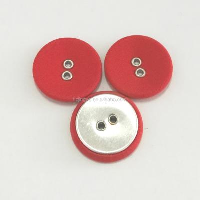 China 20mm Durable 2 Holes Fabric Covered Eyelet Red Metal Button Cloth Covered Button for sale