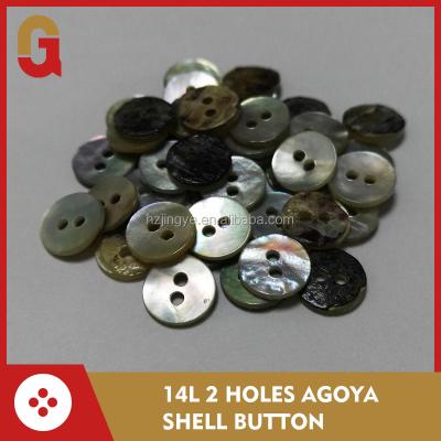 China 14L viable 9mm 2 holes Agoya Shell Button in natural color, japanese agoya shell button for sale