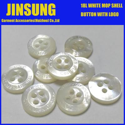 China Sustainable 18L BROOM white shell button with custom logo, pearlescent shell button for sale