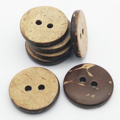 China 15mm Viable 24L 2 Holes Regular Natural Coconut Shell Button For Shirt, Natural Shirt Button for sale