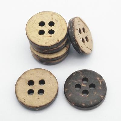 China 11.5mm Viable 18L 4 Holes Flat Natural Coconut Shell Button, Natural Shirt Button for sale