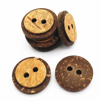 China 14mm viable 22L cheap two layers natural shell button coconut, customized coconut button for sale