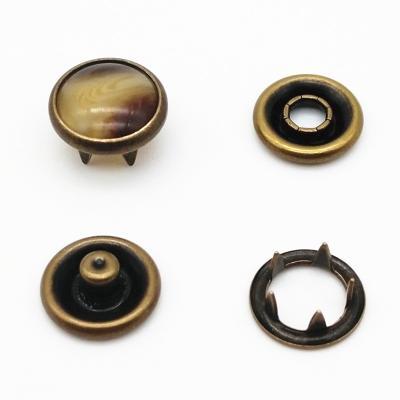 China Pearl nickel free fork effect horn #222RD 16L 10mm snap button in antique brass color, baby snap button, shirt snap buttons for sale