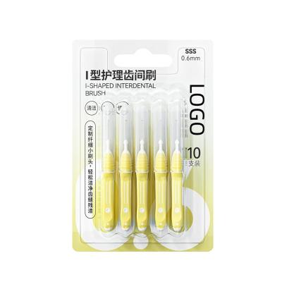 China Clean Interdental Area 10pcs /pack Disposable interdental toothpicks brushes Ergonomic fits teeth brushes cleaning dental brush for sale