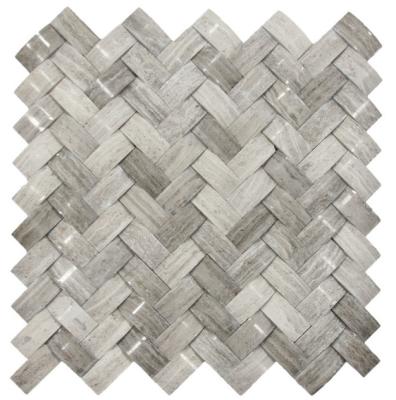 China Basket Weave Parquet Customized Wooden Marble Mosaic For Wall Slabs for sale