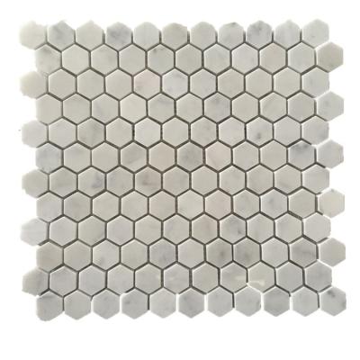 China White Carrara Hexagon Marble Flooring Dth Stone Floor Tile for sale