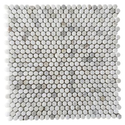 China Gold Penny Round Mosaic Good Price Calacatta Marble Flooring for sale