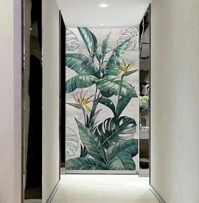 China Custom Parquet Craft Made Decorative Handmade Glass Wall Art Mural Tiles Picture Mosaic Picture For Living Room Kitchen Interior Project for sale