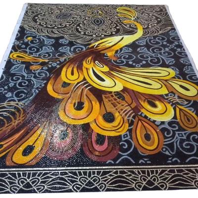 China Iridescent Ice Jade Glass Cutting Mosaic Mural Customized Golden Religious Figure Flower Pattern Parquet for Wall and Floor Decor for sale