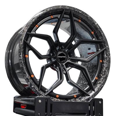 China For retrofit/upgrade Custom 2 piece forged carbon fiber wheel 20 22 24 26 inch car wheel 5x130 5x114.3 5x120 for bmw benz porsche Ferrari for sale