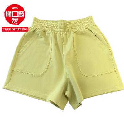 China 2021 summer breathable thin shorts women's candy color sports high waist loose wide leg shorts for sale