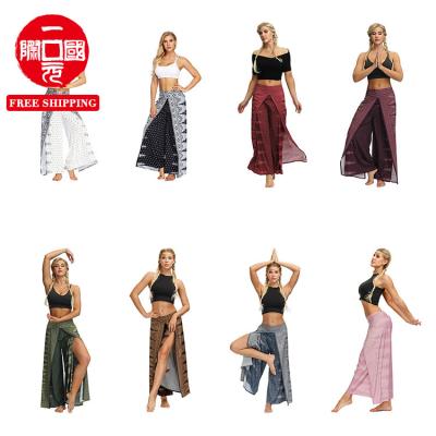 China Anti-Wrinkle 2021 Summer Digital Printed Casual Loose Slit Straight Women's Pants for sale