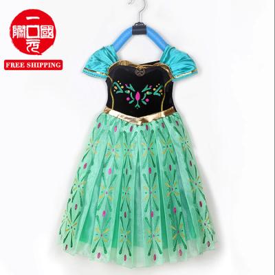 China Anna Cartoon Girls Dress Folded Green Breathable for sale