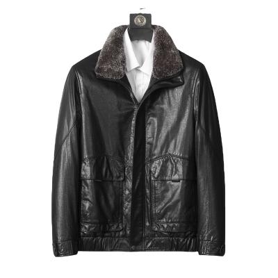 China QUICK DRY 2023 Autumn Winter Fashion Men's Leather Jacket Solid Color Zipper Casual Cowhide Jackets For Men for sale