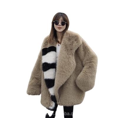 China Anti-wrinkle Vintage Design Popular ladies Winter coats Faux fox Fur Coats For ladies women for sale