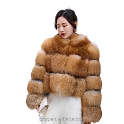 China Anti-wrinkle Popular Winter leather Real fox Fur Coat luxury For Women for sale