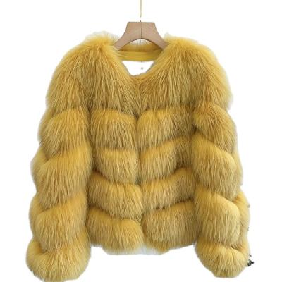 China Anti-wrinkle 2023 NEW Popular Winter luxury leather Real women's fox fur Coat luxury For Women for sale