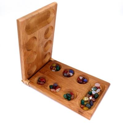 China WOODNB Folding Bamboo Board Game For Children Kids Toys Educational Mancala Board Game for sale