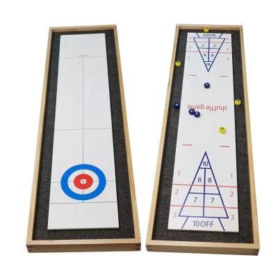 China Shuffleboard Game WOODNB Shuffleboard Board and Boarding 2 in 1 Table Top Board Game with 8 Reels for sale